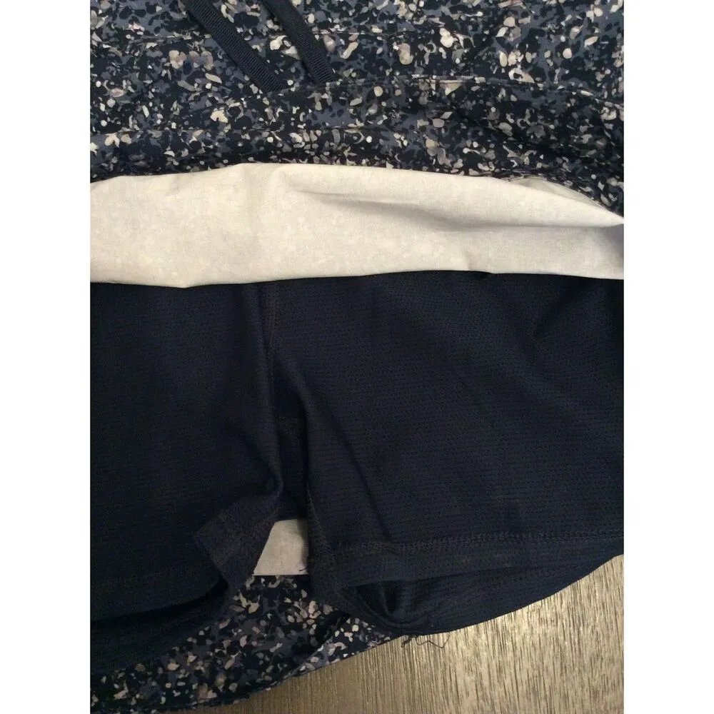 Athleta Size 10 Print Skort Navy Gray Womens Side Pockets - Image 2