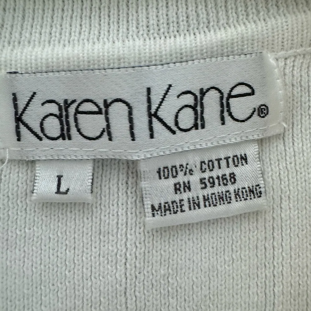 Karen Kane White Collared Zip-up Preppy Polo with Red Trim - Image 3