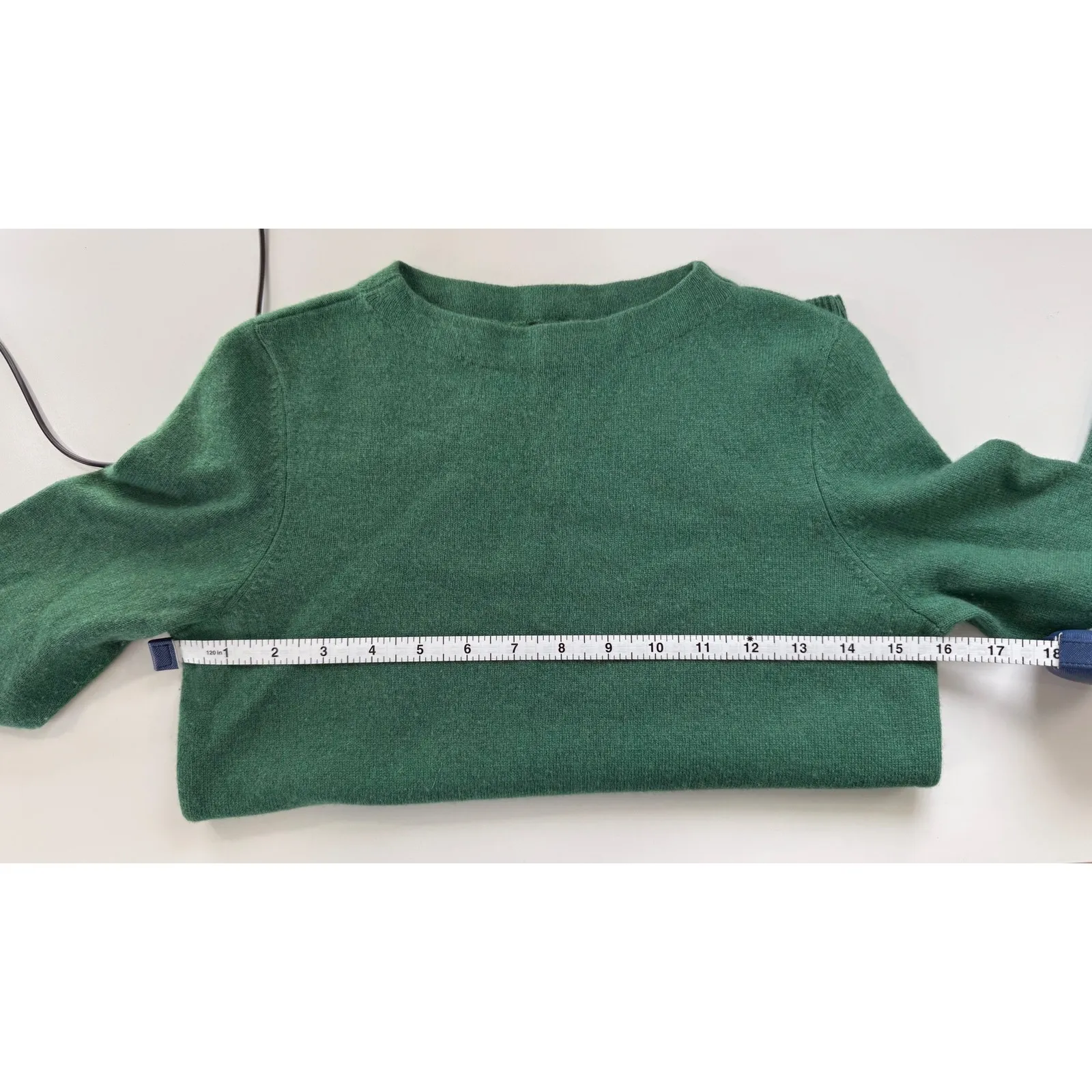 Talbots Petites Pure Cashmere 3/4 Sleeve Crewneck Sweater Green Size P (Small) - Image 4