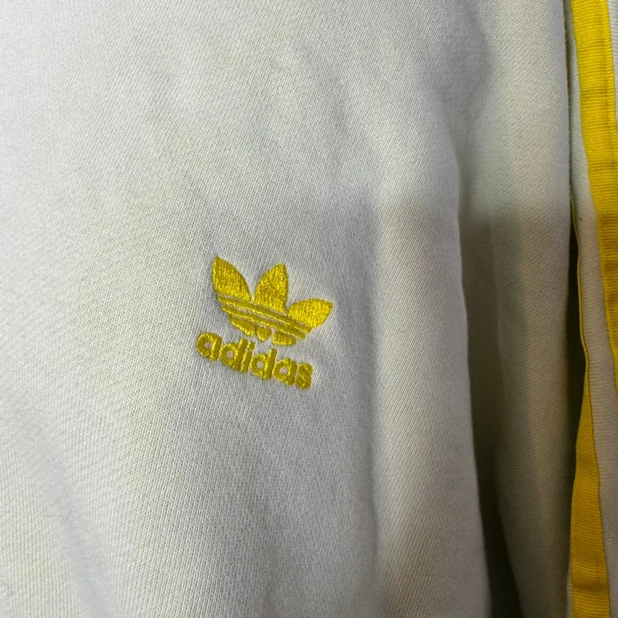 Adidas Originals Cropped Hoodie L Pastel Yellow 3-Stripes - Image 4