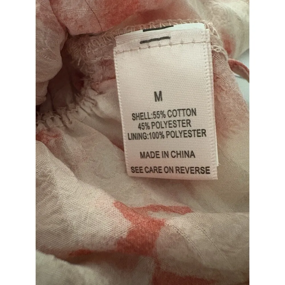 Dizzy Lizzy Blouse M Red Pink Smocked Milkmaid Peasant Boho Festival Hippie New Size M - Image 12