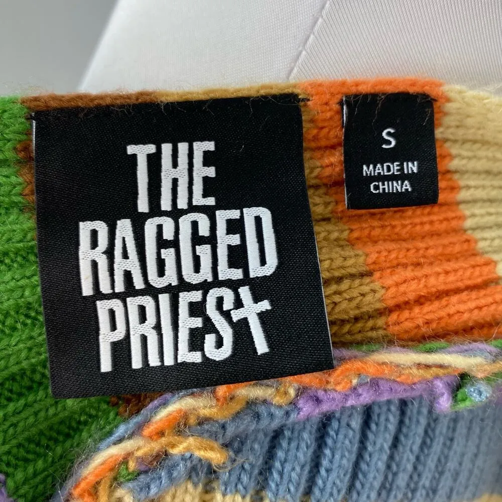 The Ragged Priest Striped Dawn Knit Sweater Cropped Top Small Revealing - Image 6