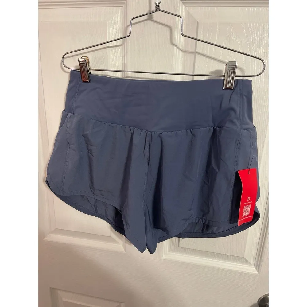 THE GYM PEOPLE High Waisted Running Shorts Ink Blue Size L New With Tag Size L - Image 7