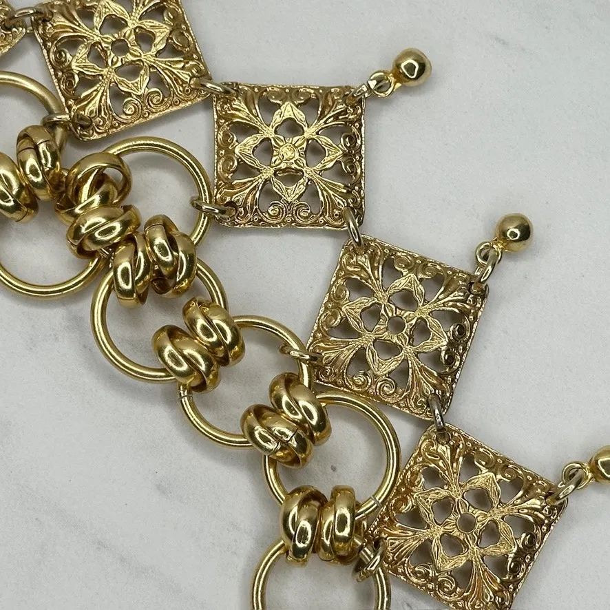 Chunky Gold Tone Ornamental Chain Belt Small/Medium (S/M) Boho Statement ✨ - Image 11