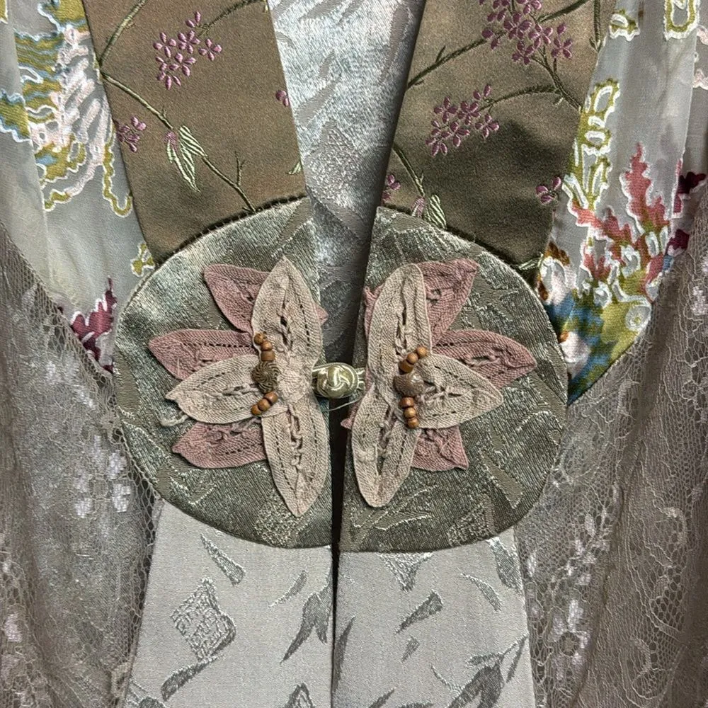 Y2K Spencer Alexis Kimono Blouse‎ C46 Tan Size undefined - Image 7