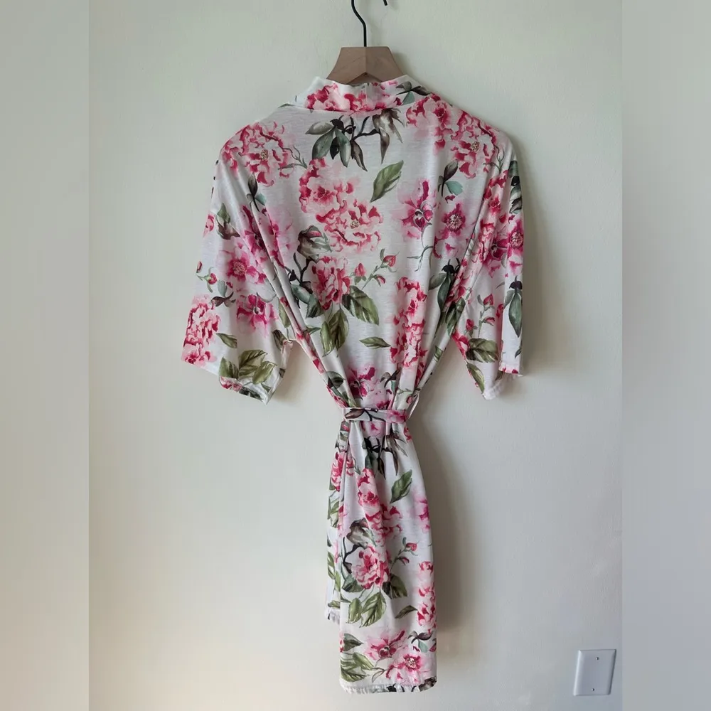 Show Me Your MuMu Brie Short Floral Robe w/ Tie Belt Sz O/S - Image 5