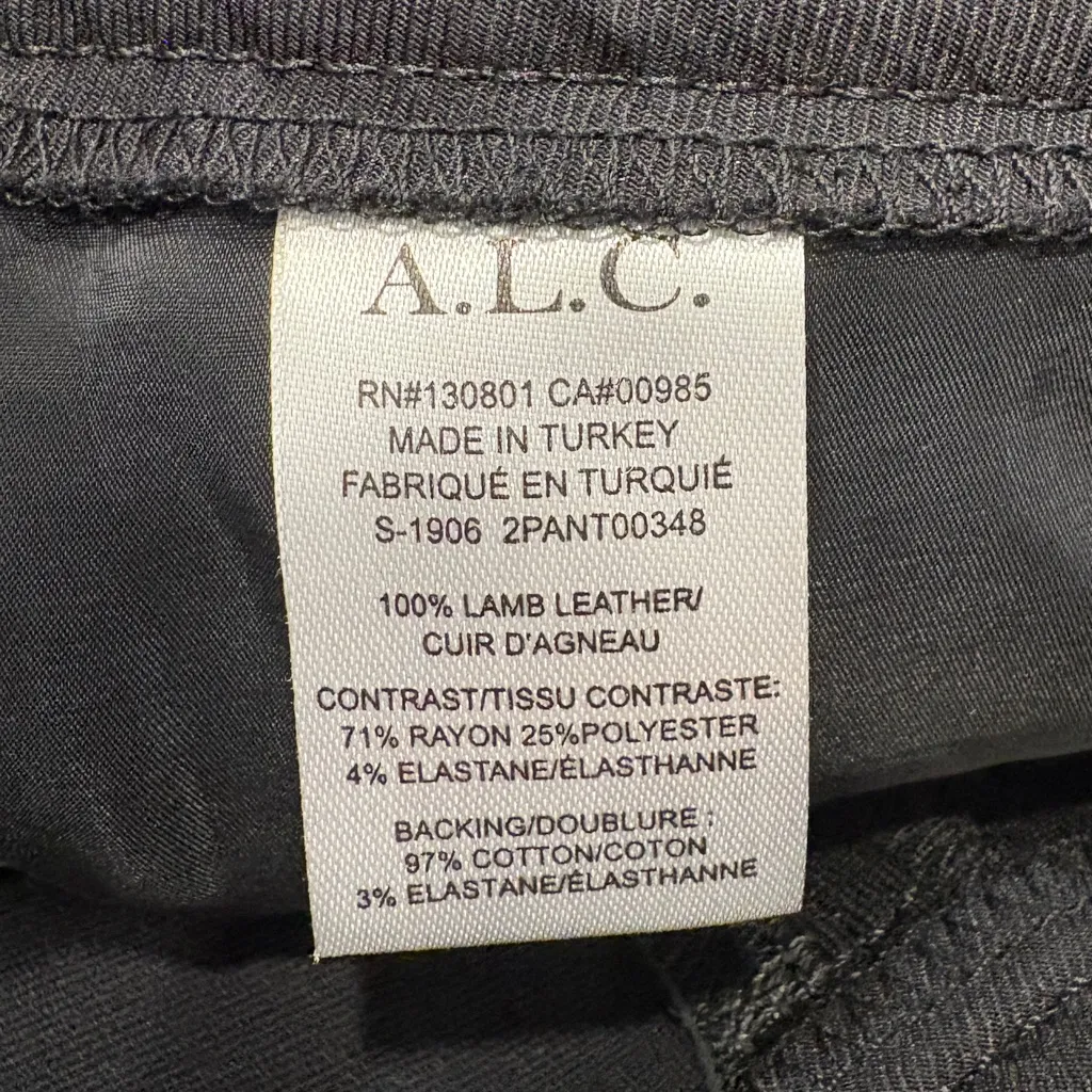 🌟A.L.C.🌟 DEVIN LAMB LEATHER & PONTE KNIT HIGH WAISTED SLIM TROUSER BLACK SZ 0 - Image 6