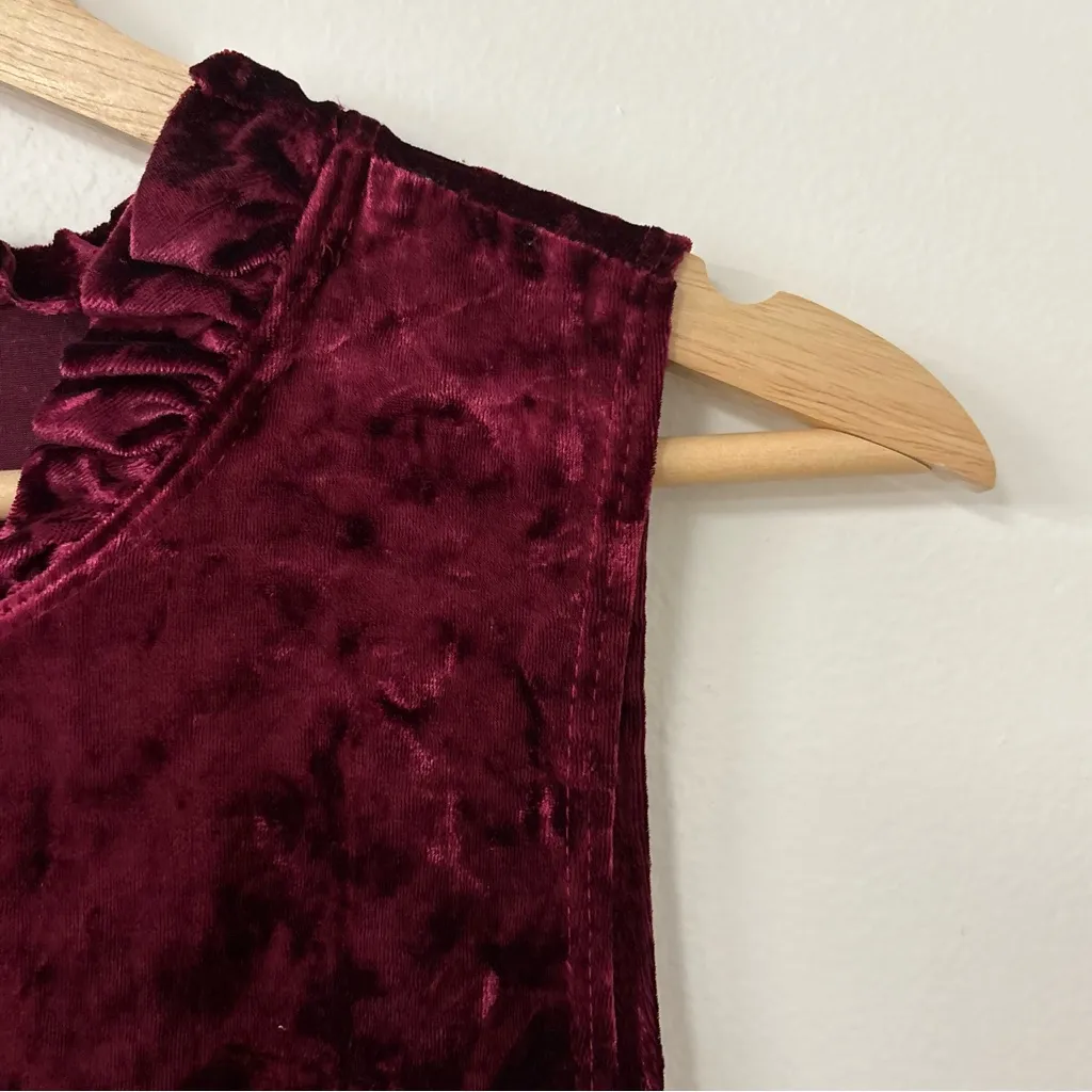 Annalee and Hope Red Crushed Velvet Dress Size XL Ruffled Hem Holiday Party Midi - Image 4