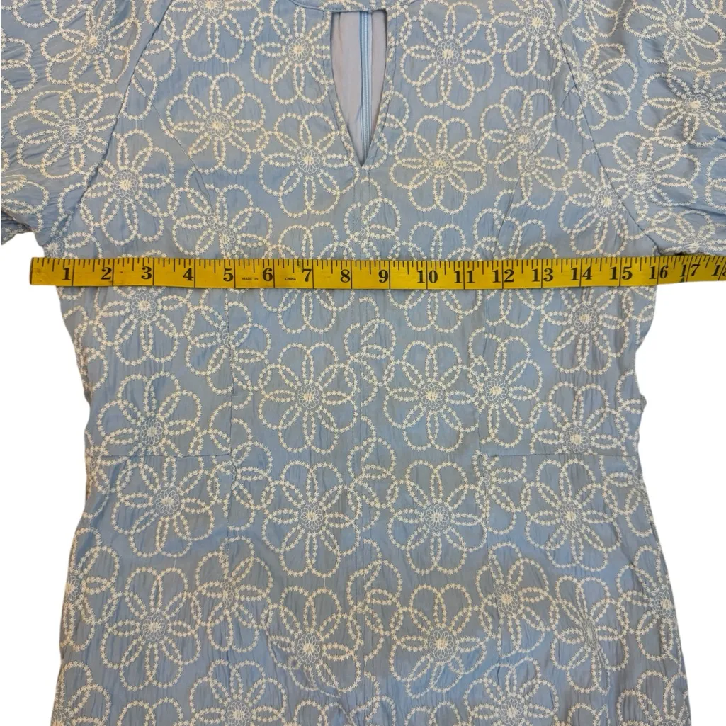 MARBLE Blue and White Floral Mini Dress Size Medium - Image 14