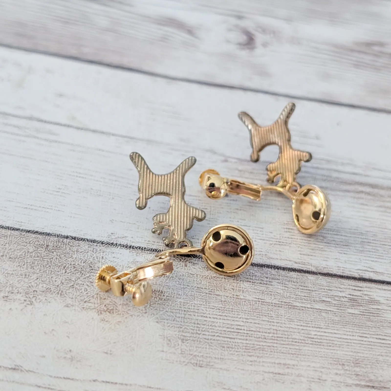 Vintage Clip On Earrings Reindeer Dangle Earrings - Image 5