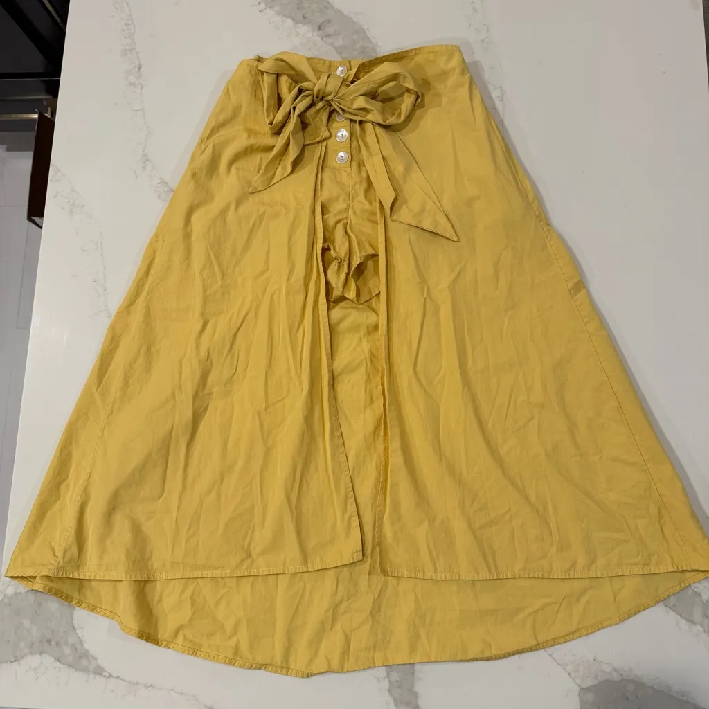 Free People Diggin This Skort High Rise Shorts Midi Skirt Women’s Small Yellow - Image 3