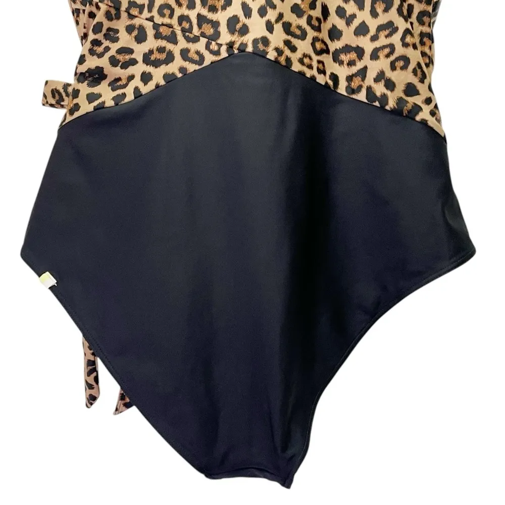 Summersalt Perfect Wrap One Piece Swimsuit Size 14 Leopard Black UPF 50+ - Image 12