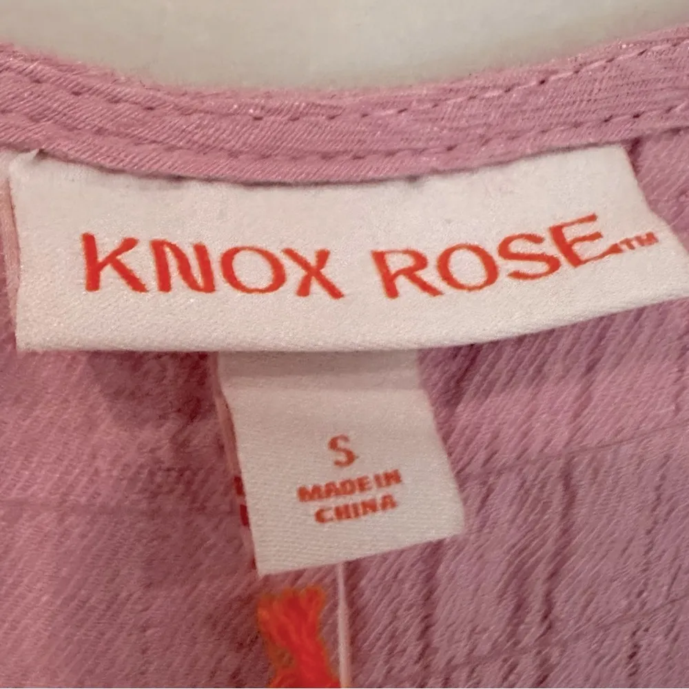 Knox Rose Cap Short Sleeve A-Line Tiered Gauze Mini Dress Women's Small Pink NWT - Image 5