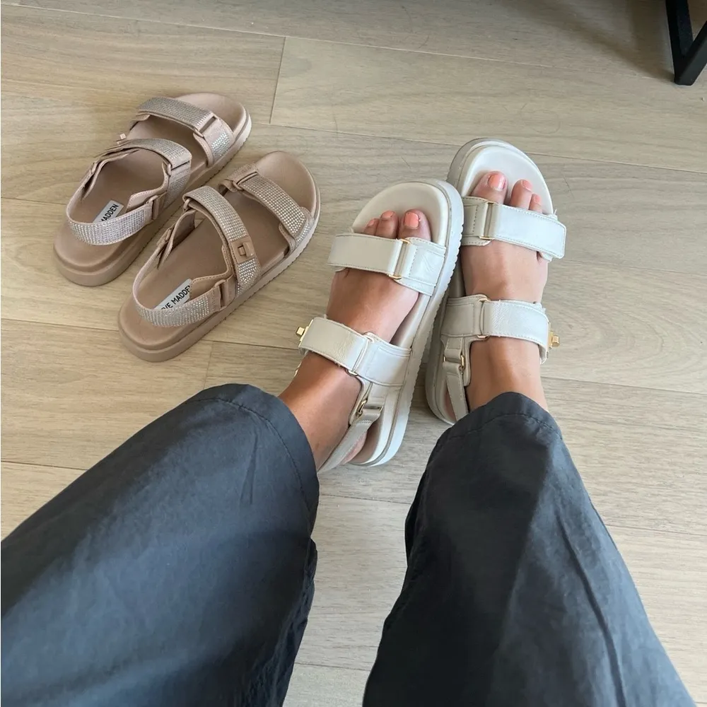 Steve Madden Mona Bone Leather Multi Strap Sandals Shoe Comfortable Size 5 - Image 7