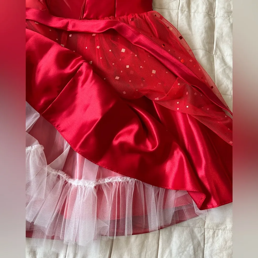 NWT Jessica McClintock Gunne Sax Red Sparkle Sleeveless Babydoll Mini Dress - 3 - Image 2