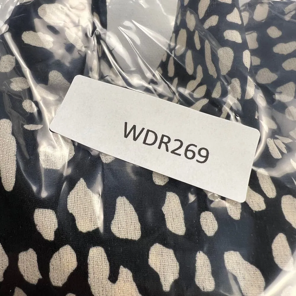 Umgee Dalmation Black White Print Lightweight Short Sleeve Swing Dress Size L - Image 13