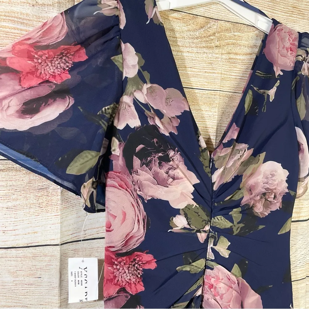 floral tiered chiffon lined gown women size 4 - Image 13