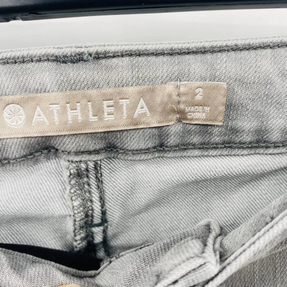 Athleta Sculptek Skinny Jeans Mid Rise Power Mesh Stretch Gray Wash Size 2 - Image 4