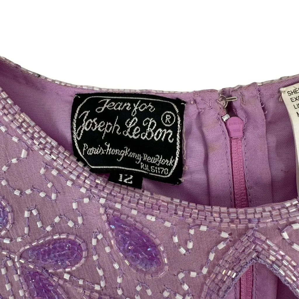 Vintage Jean for Joseph LeBon Lilac Purple Fully Beaded Top & Skirt Size 12 Set - Image 8
