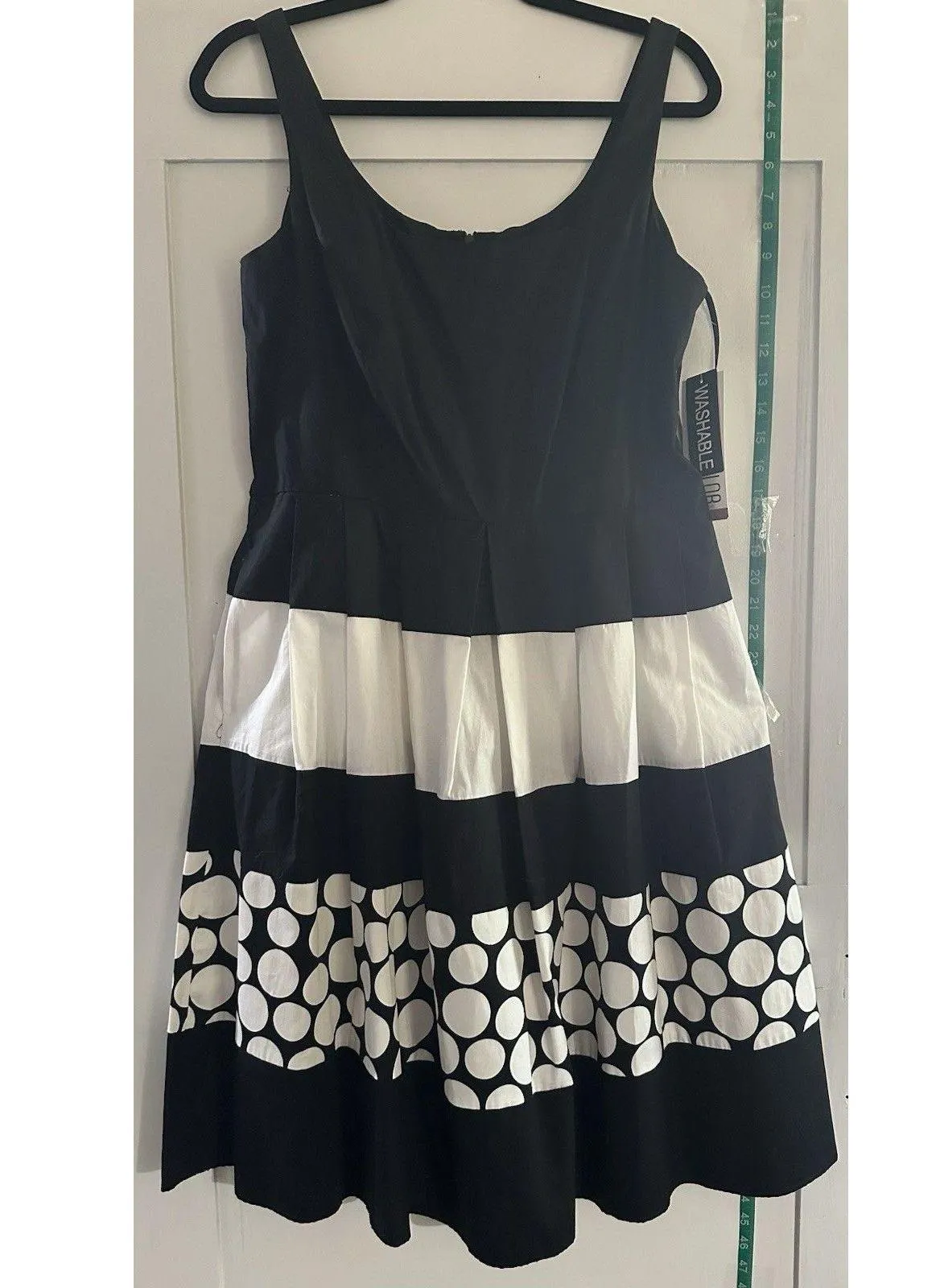 Julian Taylor New York Women's Black & White Stripe Polka Dot Sundress Sz 12 - Image 2
