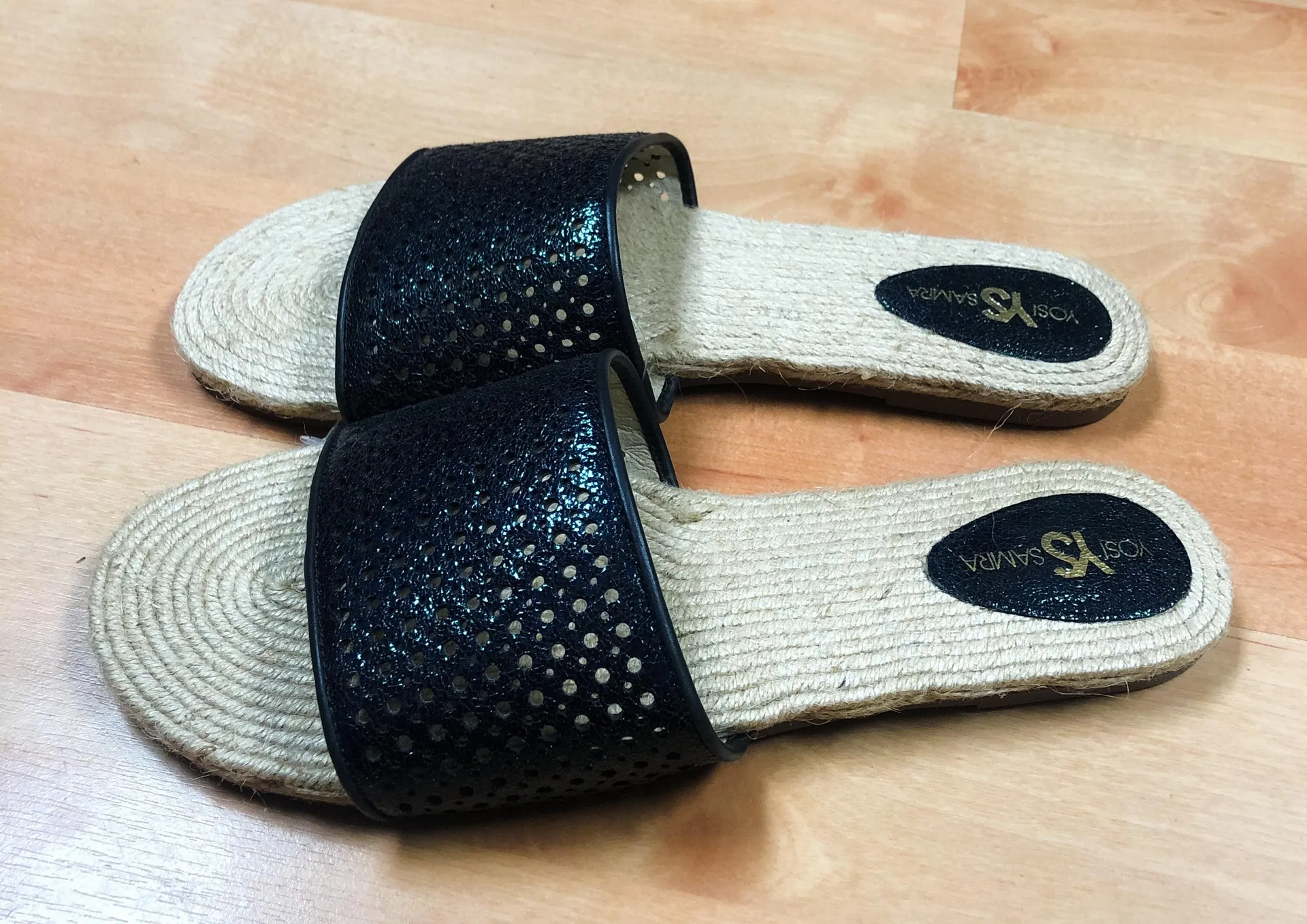 Yosi Samra Reese Espadrille Slides Sandals Black Size 10 - Image 4