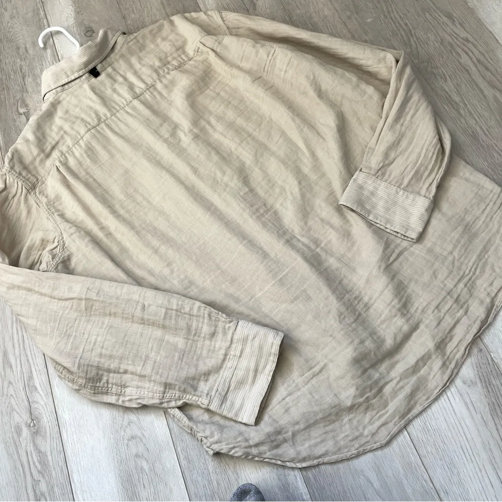 rag & bone Shirt cotton gauze button up mens Beige (xlarge) preppy date classic - Image 4