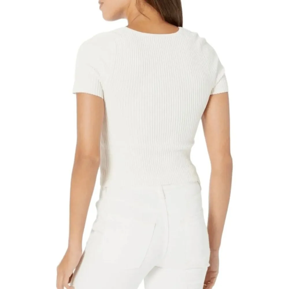 Madewell Womens Ottoman Crop Sweater Tee Shirt Top Bright Ivory XS - Image 3