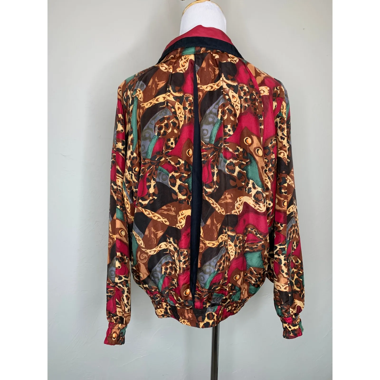 Vintage Silk Track Jacket Y2k 90s Boho Indie Sleaze Sz Small Streetwear Red - Image 2