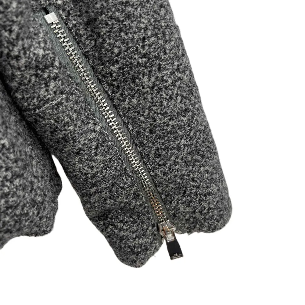 ElevenParis Grey Womens Biker Moto Jacket Shearling Collar Zip Closure Medium - Image 4