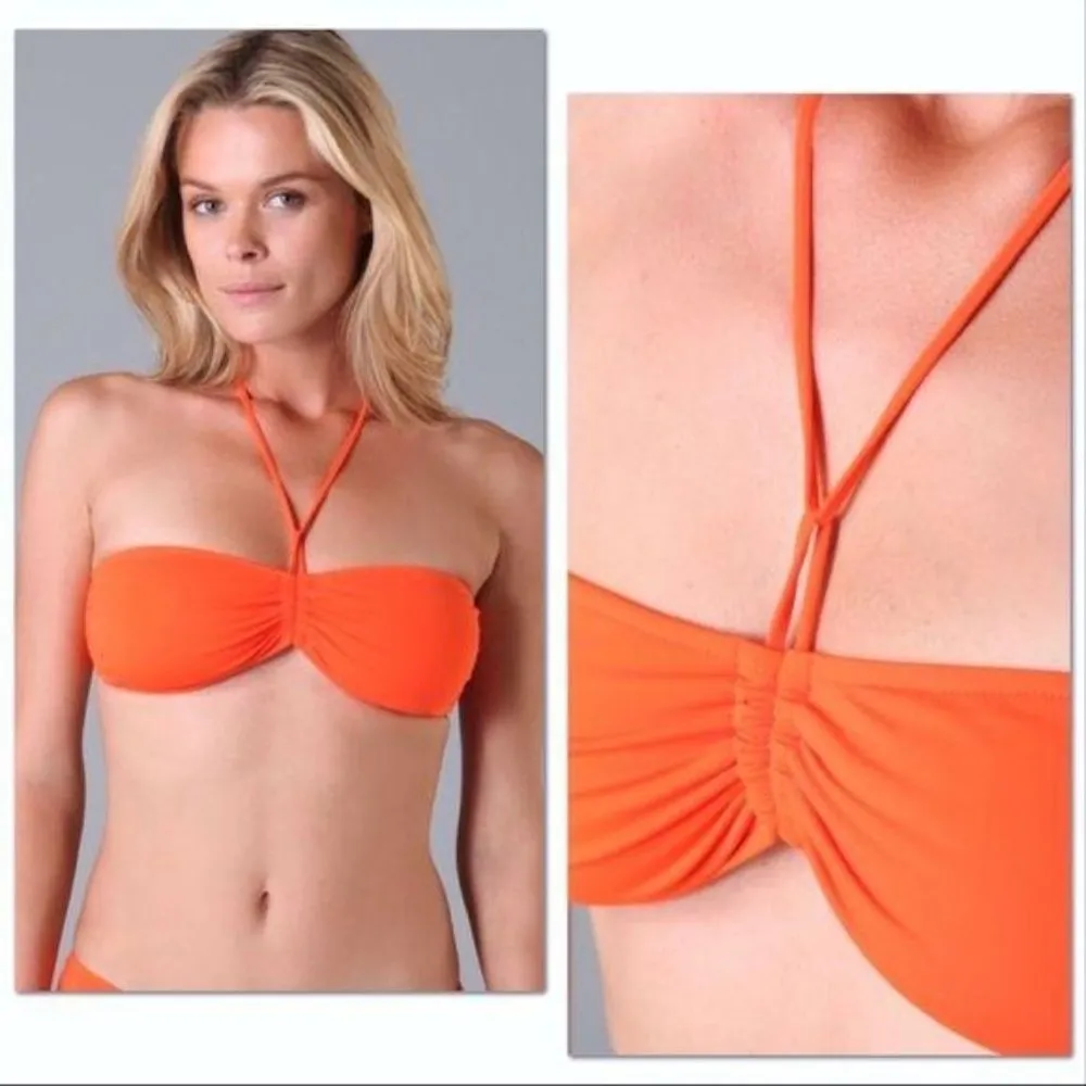 Ruched Bandeau Bikini Top in Tangerine 🍊 - Image 3