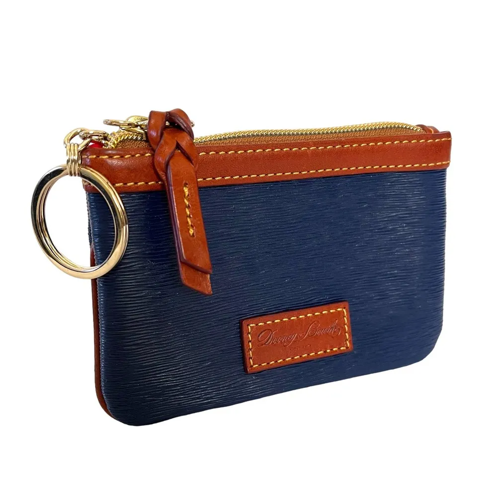Cork Navy Blue British Tan Leather Zip Pouch Coin Purse - Image 5