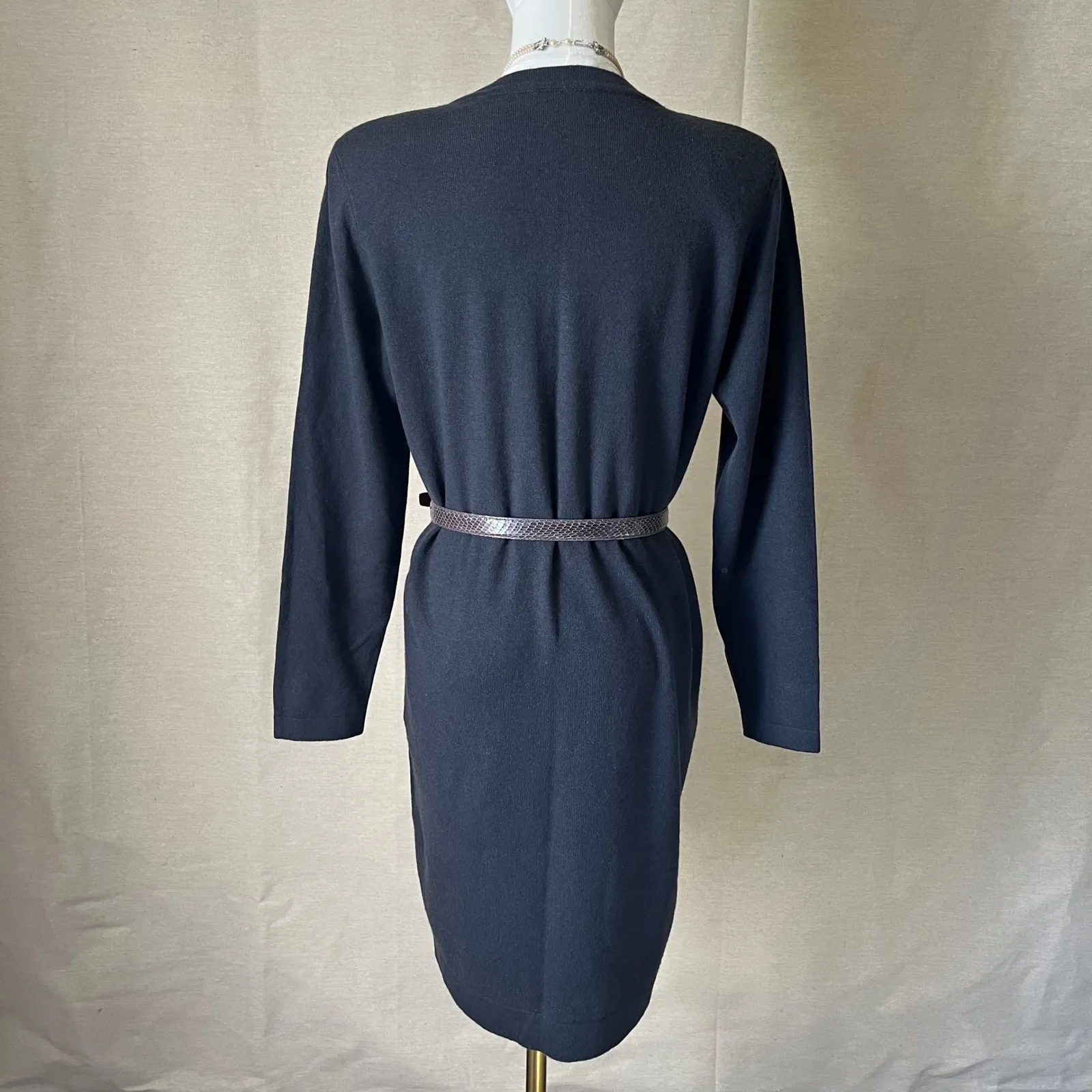 Vintage 90s Fathi Due France 100% Cashmere Gray Sweater Dress Minimalist Medium - Image 4