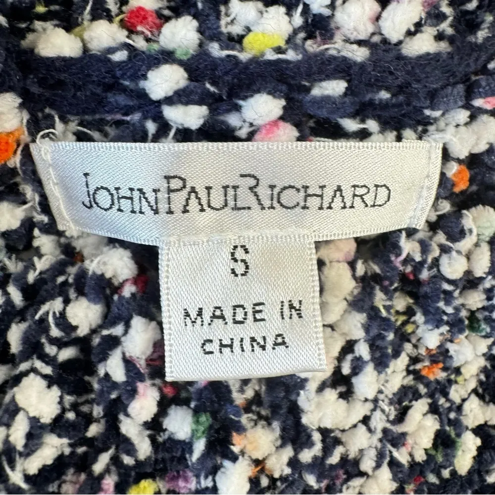 John Paul Richard Blue Confetti Nubby Loop Chenille Mock Neck Sweater S - Image 12