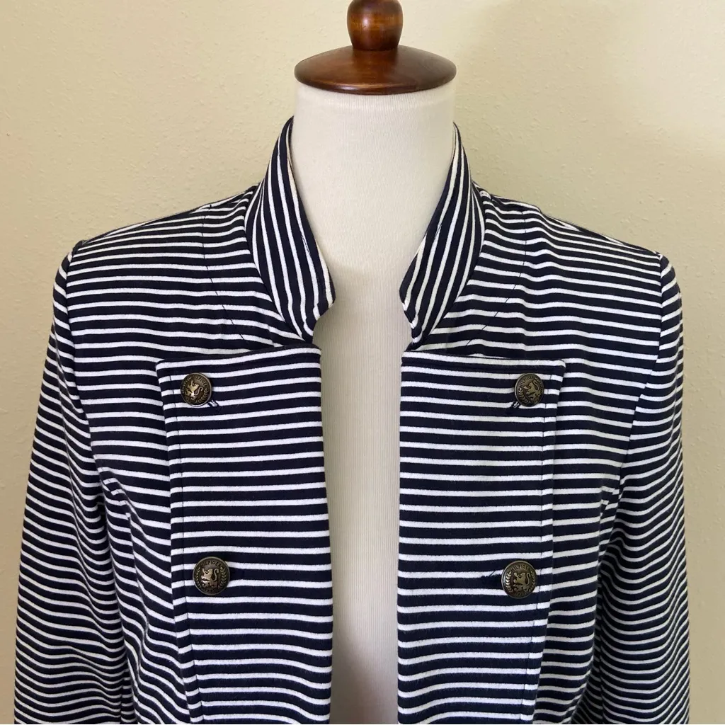 Tommy Hilfiger Navy Striped Military Blazer - Image 4