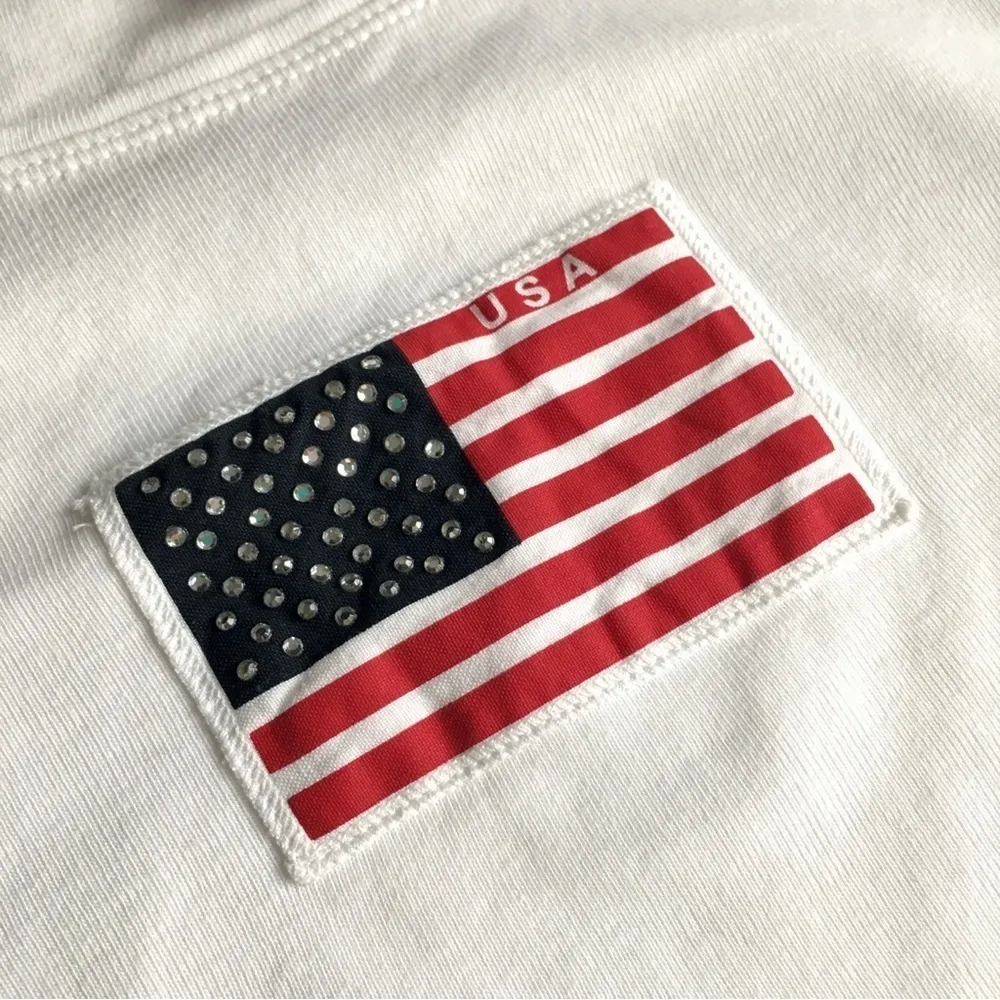 August Max Woman American Flag Rhinestone Bling Tee, White, Size X (Plus) White - Image 8