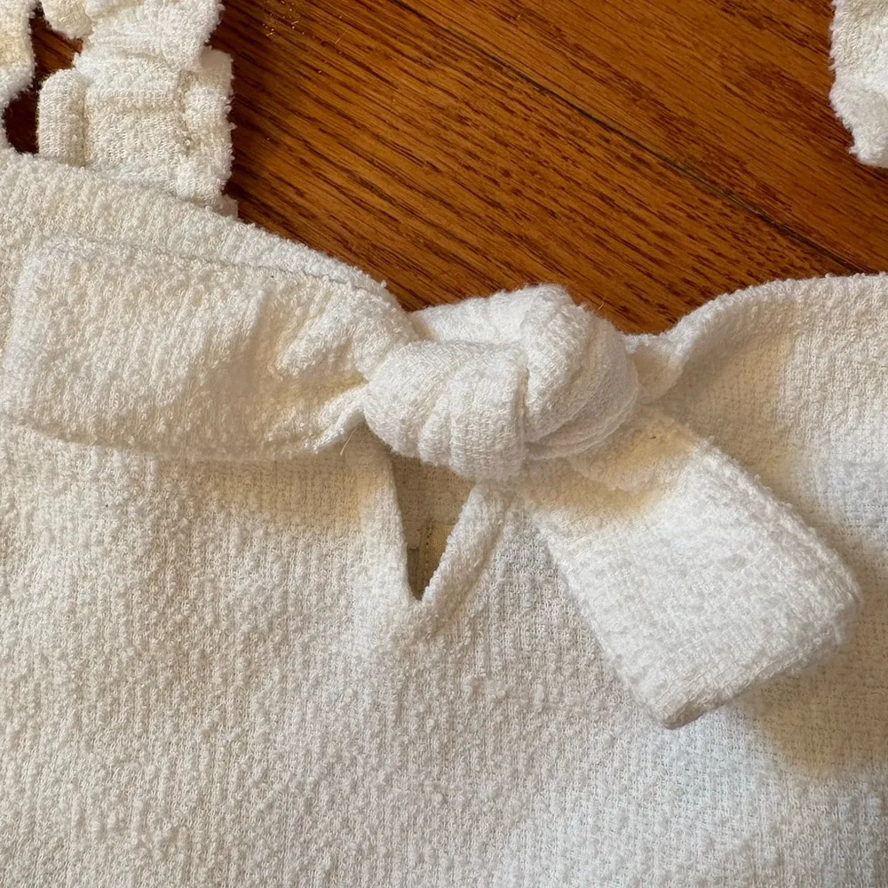 Madewell Cropped Tie Front Textured Tank Top - Image 4