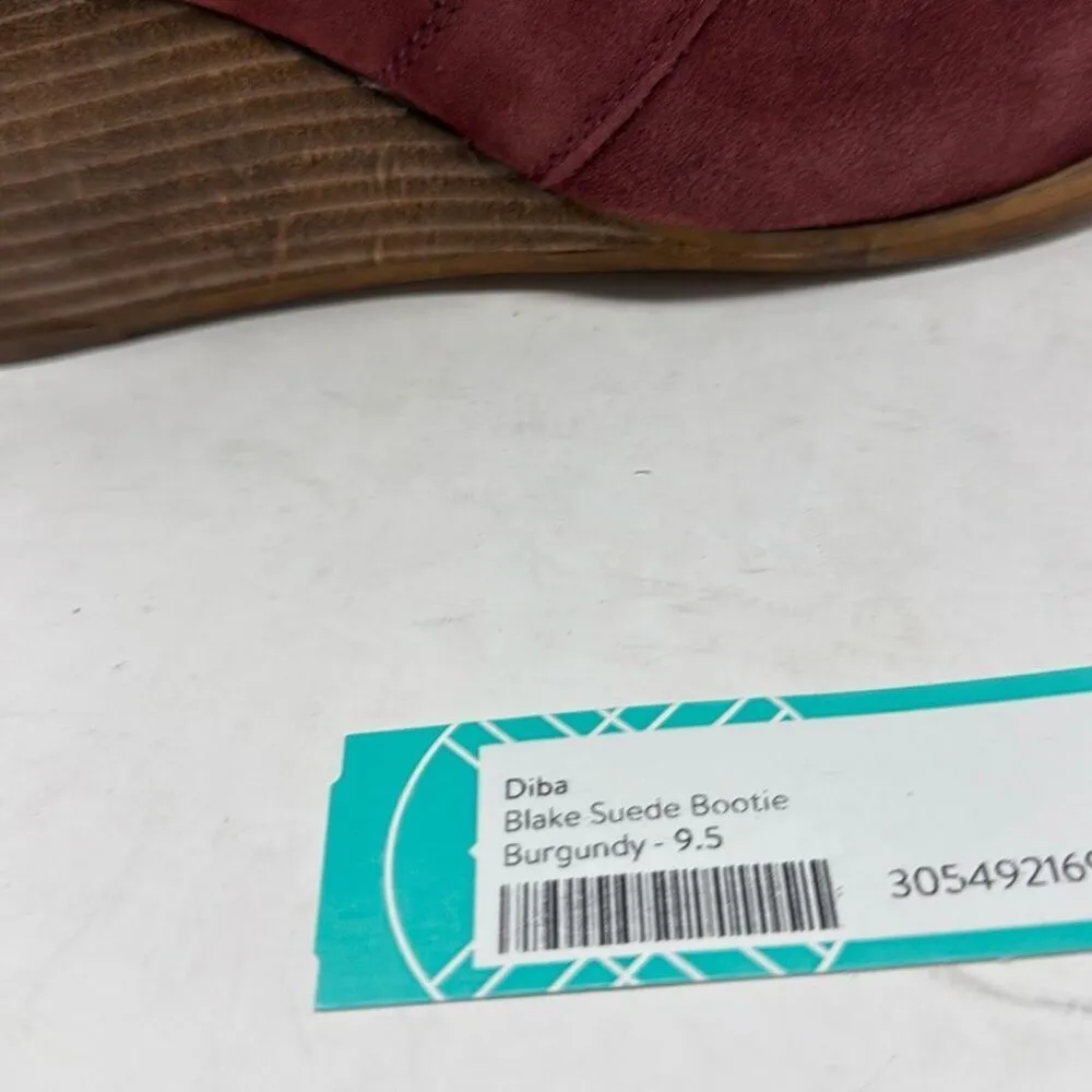 Diba Blake Suede Bootie Burgundy Ankle Boot Lace Up Wedges Size 9.5 NWOB Red - Image 12