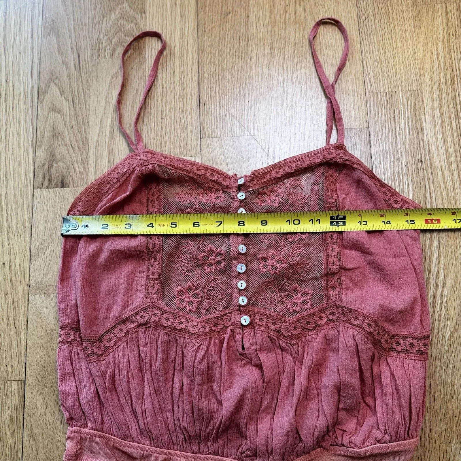 Free People Still The 1 Bodysuit Rust S Boho Lace Sheer Fairy Romantic Festival - Image 7