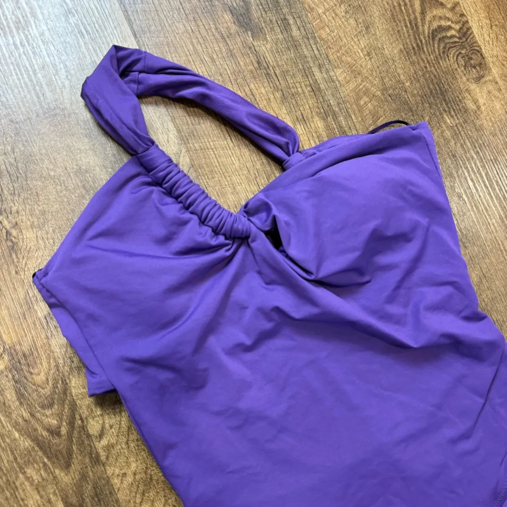 NWT ZARA Asymmetric Swimsuit Sz Small Purple One Piece One Shoulder - Image 6