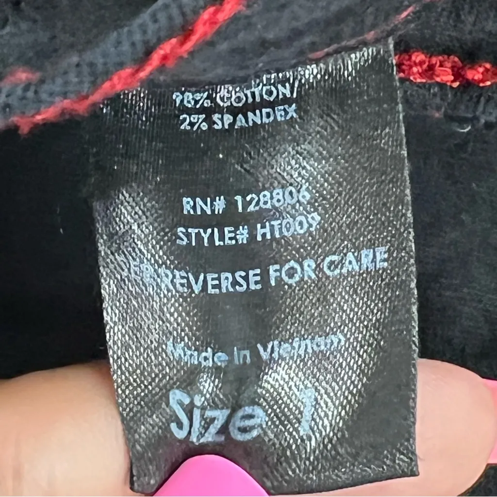 Aphrodite size 1 Black Cargo Pants Red Stitching grommets gothic - Image 4