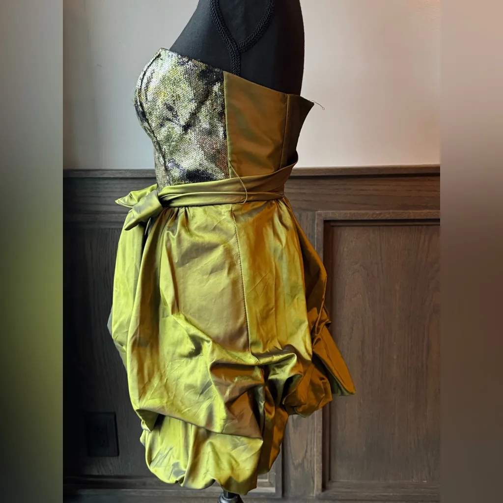 Jessica McClintock for Gunne Sax y2k collection green strapless party dress sz 3 - Image 3