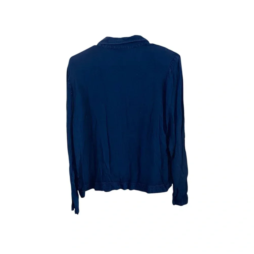 vintage 90s blue patchwork shirt jacket shacket boho western Fall whimsigoth Size M - Image 2