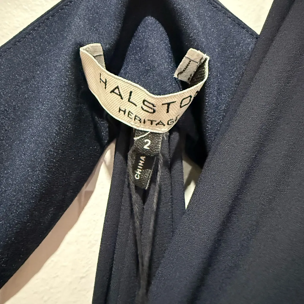 Halston Heritage Maxi Dress Crepe Evening Gown Draped Cowl‎ Neck - Image 9