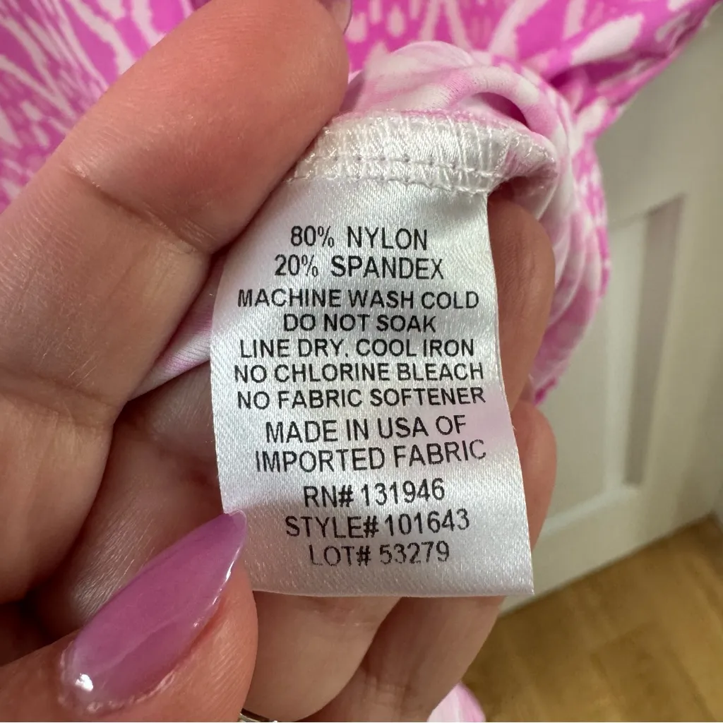 Jude Connally Pink Printed Dress size Large Jude‎ Cloth Puff Sleeves Stretchy - Image 4