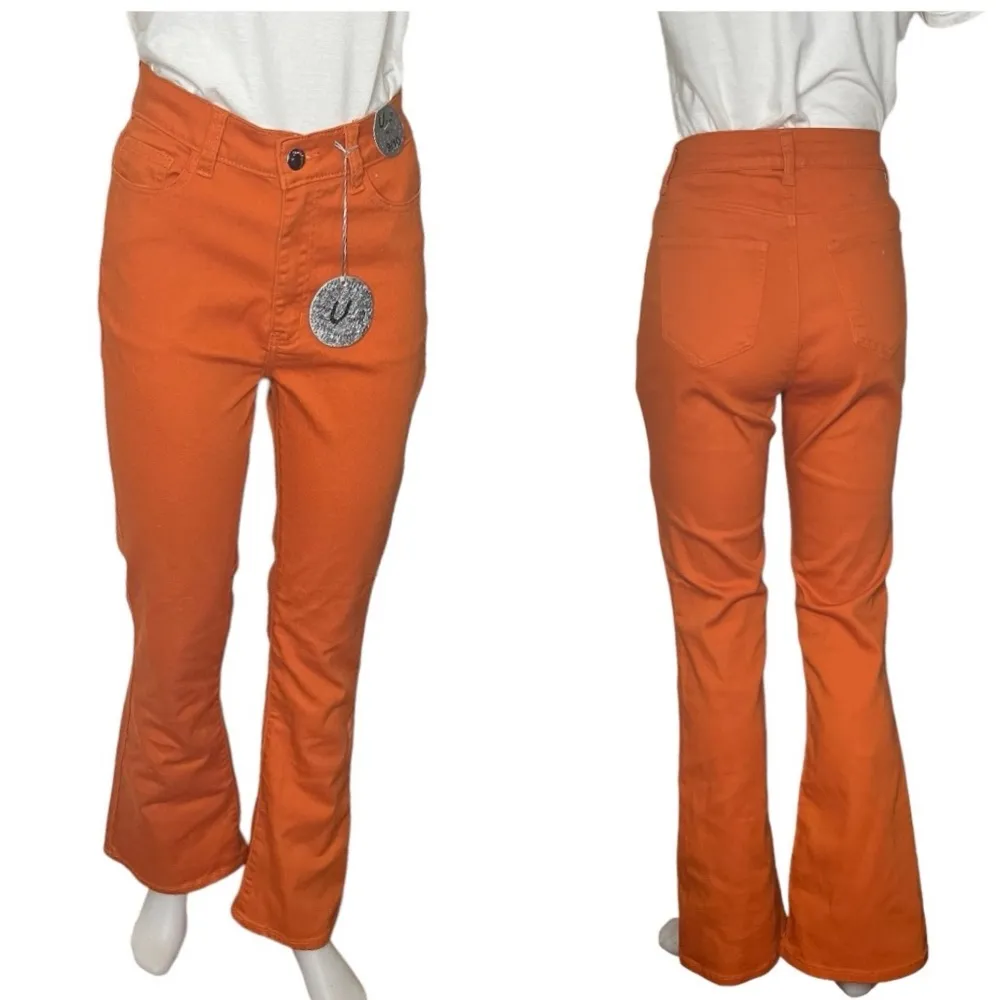U JEANS Orange Flare Jeans 5 Pocket High Rise Womens Size 9/10 Deadstock NOS - Image 11