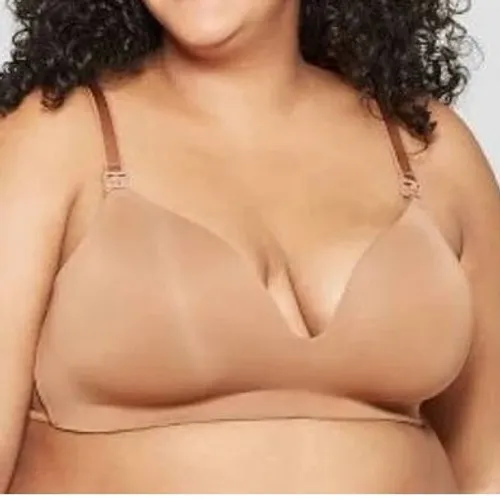 Auden Nursing Bra Lightly Lined Wirefree Comfort Beige 34DDD Tan Size undefined - Image 1