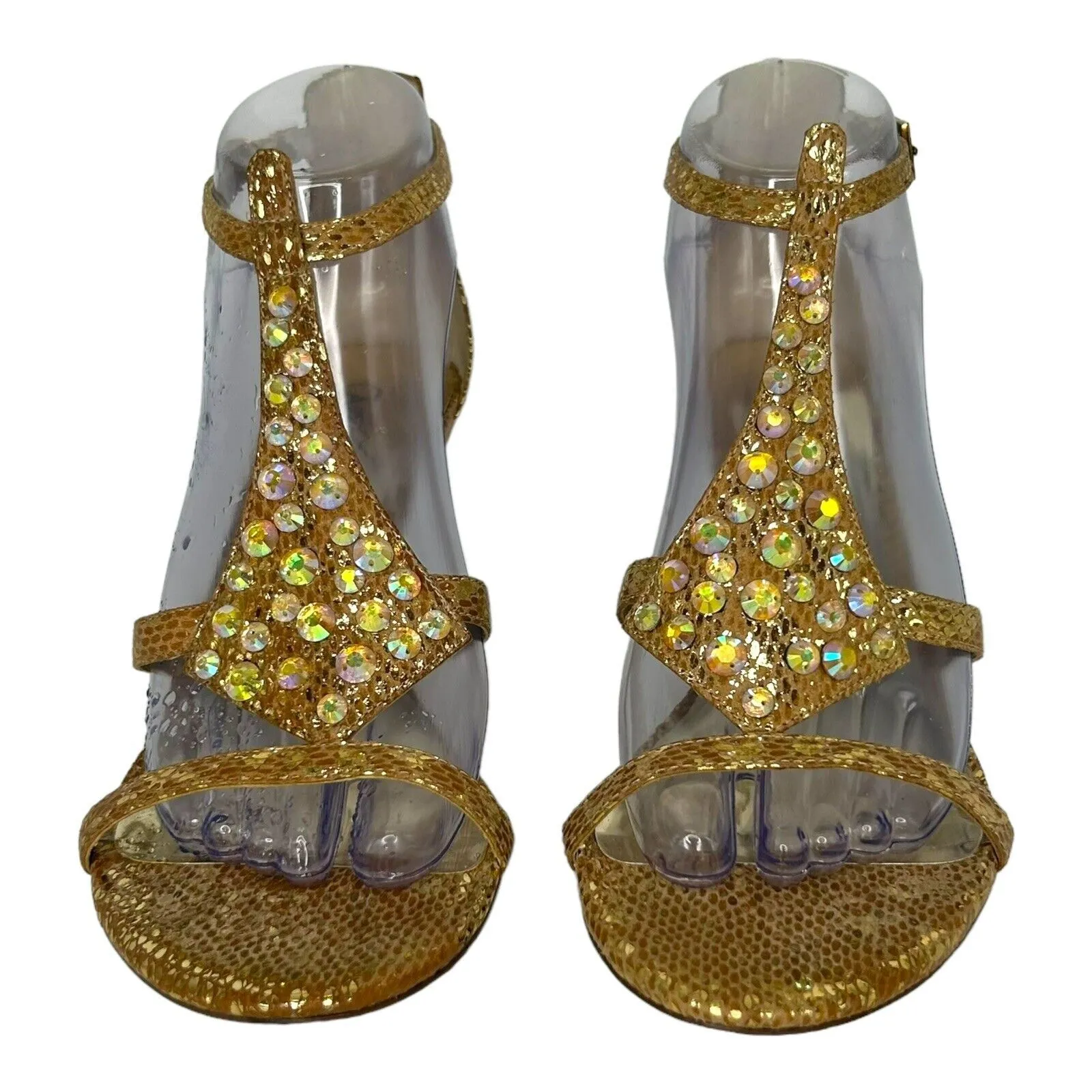 CARLOS SANTANA Starlet Gladiator Gold Glitter Crystal Sandals Shoes Size‎ 8 - Image 3