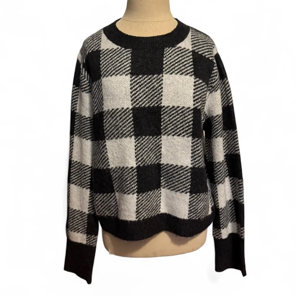 Women's Black Checkered Pullover Sweater size XS - Image 2