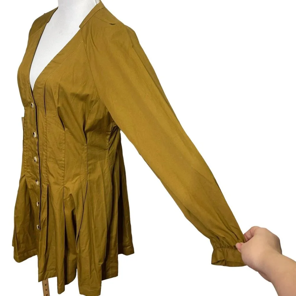 Anthropologie Puff Sleeved Mini Shirtdress Pleated Women’s Size US 12 New NWT - Image 6