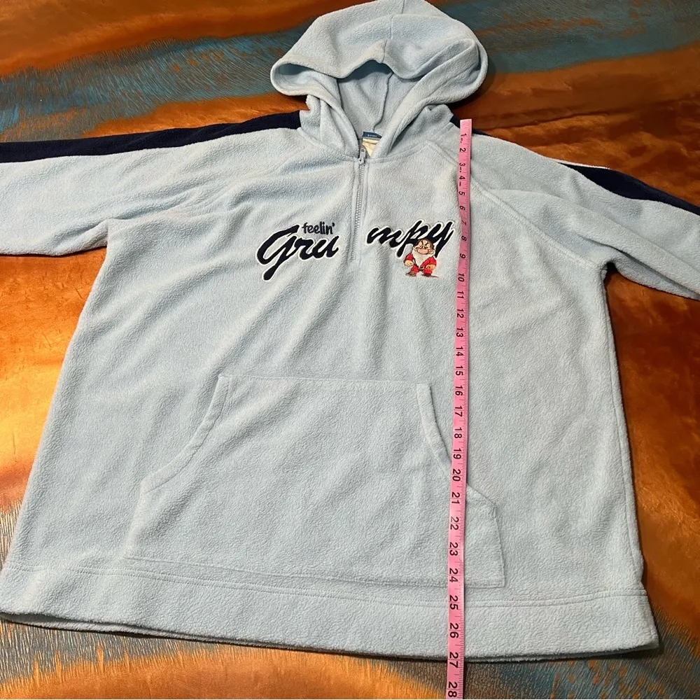 Vintage Disney Light Blue Feelin’ Grumpy Dwarf Fleece Hoodie 1/4 zip Snow white - Image 6